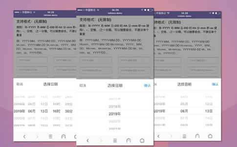 多格式、功能强大的移动端日期选择插件rolldate